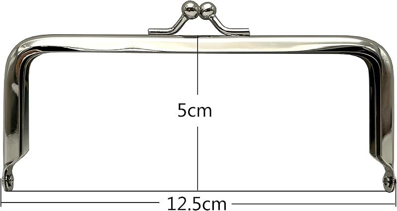 Rectangle Glue-In Kiss-Lock Purse Frame, 5" x 2" (12.5 x 5 cm)