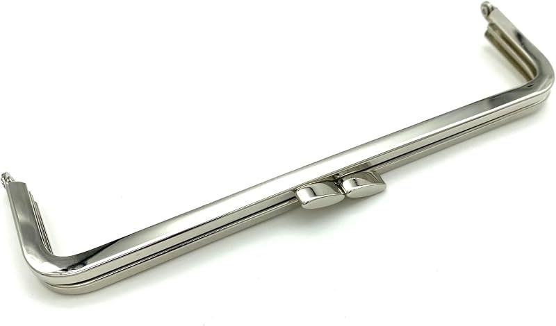 Rectangle Glue-In Purse Frame, 7" x 2" (18 x 5 cm) - Flat Clasp (No Balls)