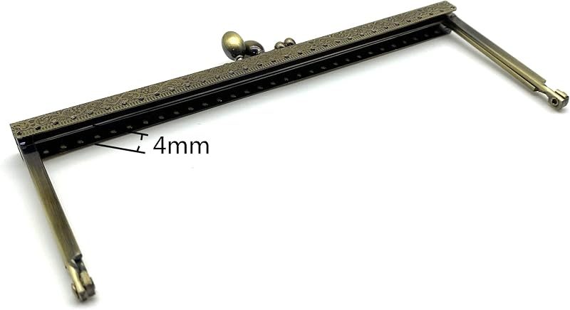 Rectangle Olive-Clasp Sew-In Kiss-Lock Purse Frame, 19 x 7.5 cm