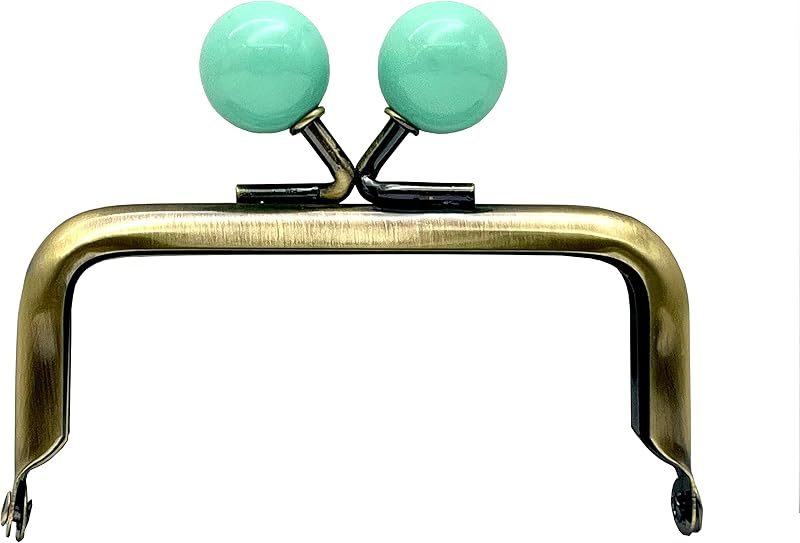 Half-Round Color-Ball Glue-In Kiss-Lock Purse Frame, 8 x 4 cm