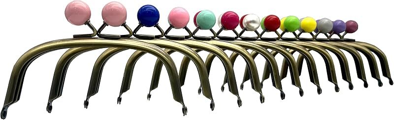 Half-Round Color-Ball Glue-In Kiss-Lock Purse Frame, 11 x 5 cm