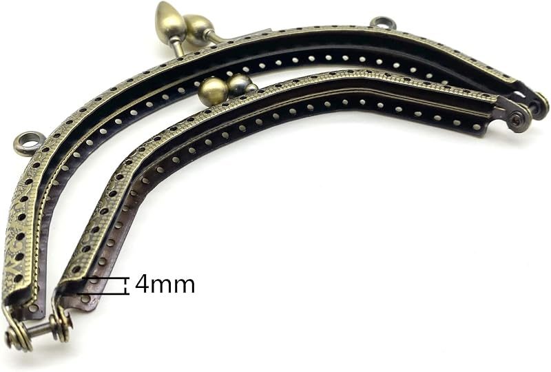 Half-Round Double-Pocket Sew-In Kiss-Lock Purse Frame, 5 5/16" x 2 9/16" (13.5 x 6.5 cm)