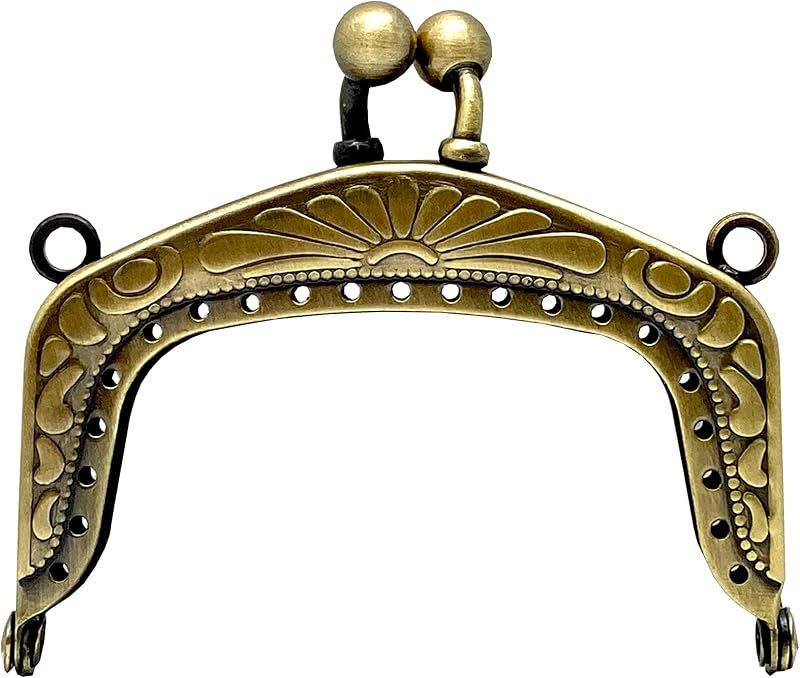 Rectangle Vintage Embossed Sew-In Kiss-Lock Purse Frame, 6 x 4 cm