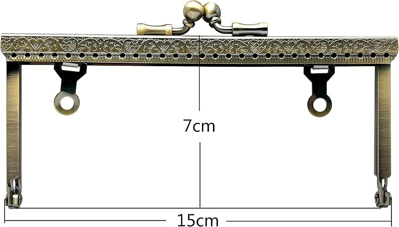 Rectangle Olive-Clasp Sew-In Kiss-Lock Purse Frame, 15 x 7 cm