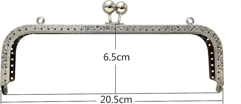 Rectangle Sew-In Kiss-Lock Purse Frame, 8" x 2 9/16" (20.5 x 6.5 cm) - with Chain Loops