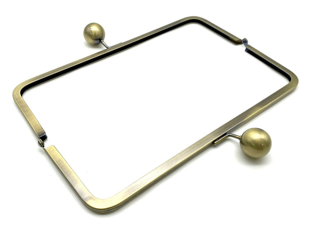 Rectangle Glue-In Kiss-Lock Purse Frame, 10" x 3 1/2" (25.5 x 9 cm) - Large Ball Clasp