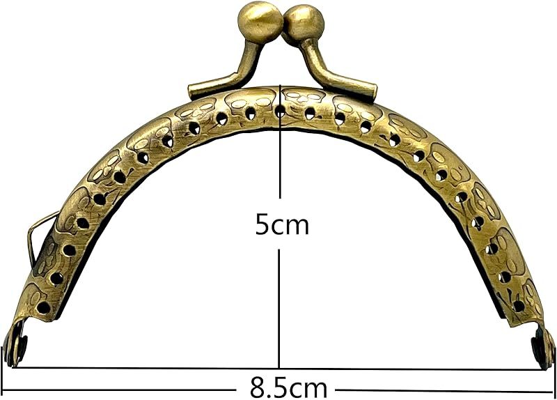 Half-Round Sew-In Kiss-Lock Purse Frame, 3 3/8" x 2" (8.5 x 5 cm)