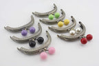 Half-Round Color-Ball Sew-In Kiss-Lock Purse Frame, 9 x 4 cm