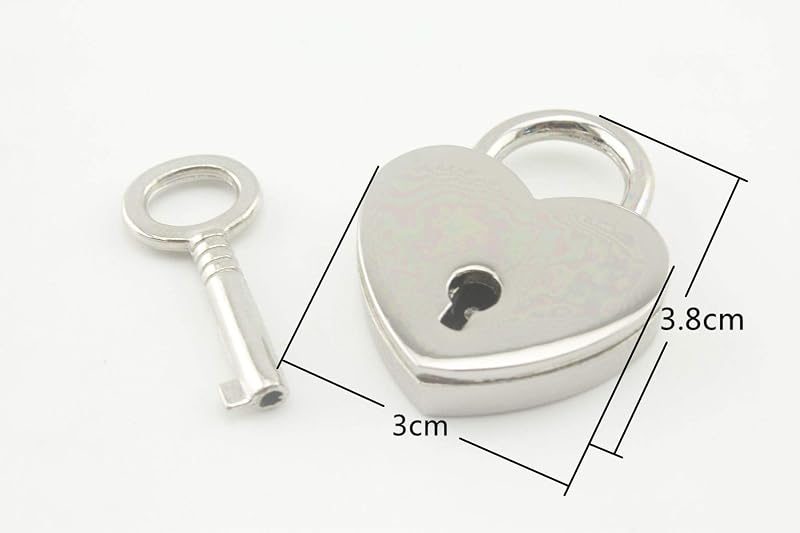 Bag Purse Clutch Padlock with Key Heart Shape zinc alloying for Jewelry Necklace Charm Box Making Hardware