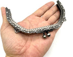 Vintage Embossed Rhinestone Sew-In Kiss-Lock Purse Frame, 5" x 3" (12.5 x 7.5 cm)