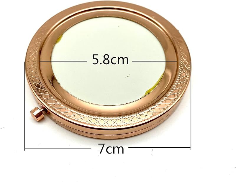 Round Compact Mirror Blank with White Insert Lid and Engraved Rim, 2 3/4" (7 cm)