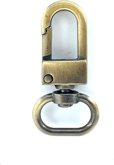 Push-Gate Swivel Clasp, Round Eye (5/8", 4cm) - Antique Bronze