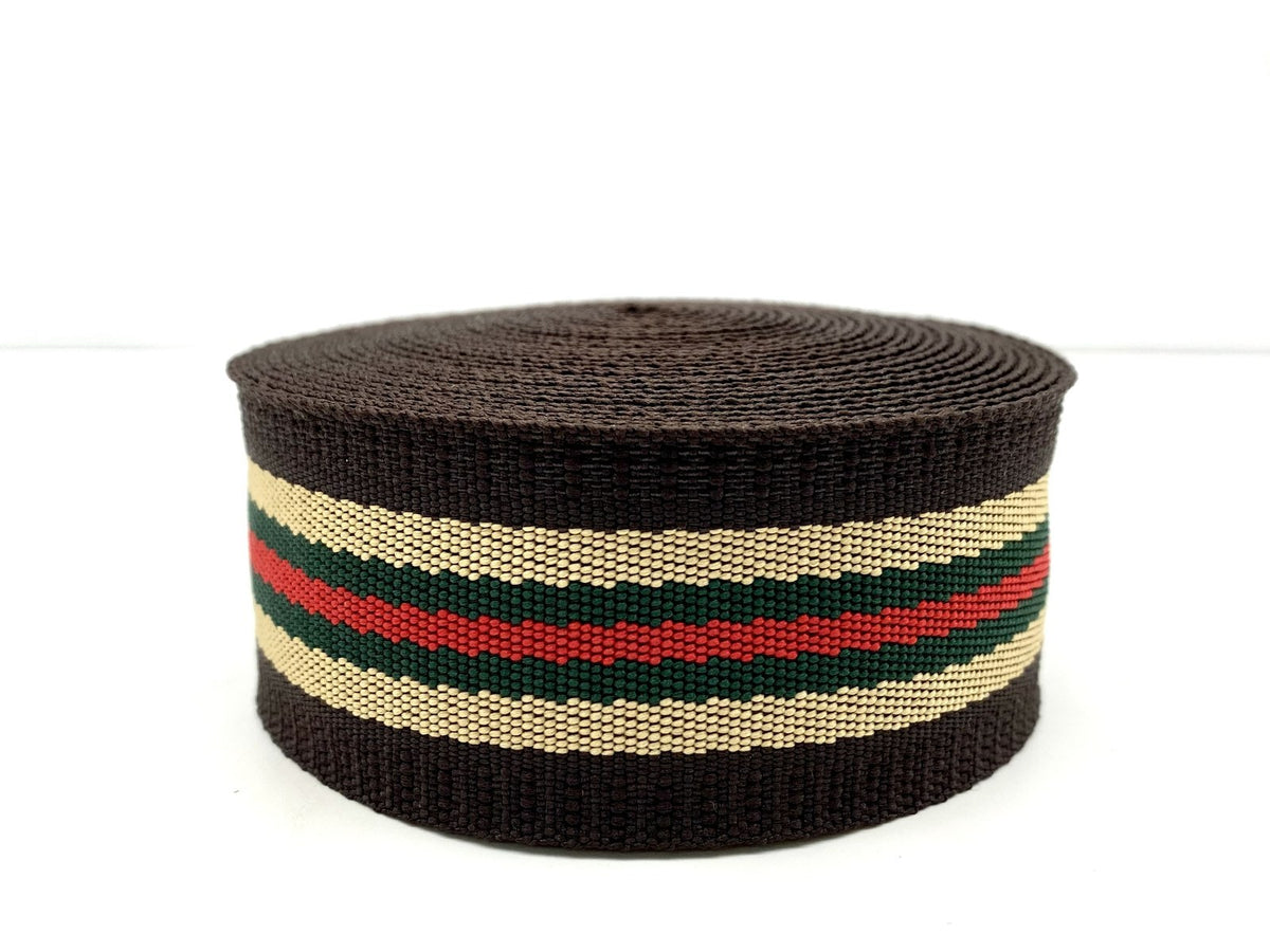5 Yards of 1.5 inch stripe Webbing Ribbon by the yard strap replacement ( polyester-cotton blend )