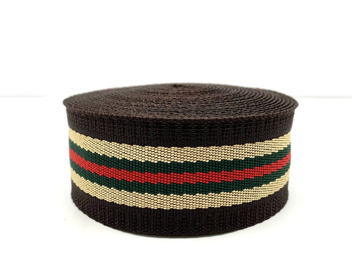 5 Yards of 1.5 inch stripe Webbing Ribbon by the yard strap replacement ( polyester-cotton blend )