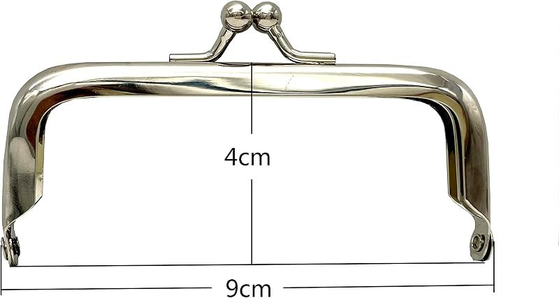 Rectangle Glue-In Kiss-Lock Purse Frame, 3 1/2" x 1 5/8" (9 x 4 cm) - 6mm Ball Clasp