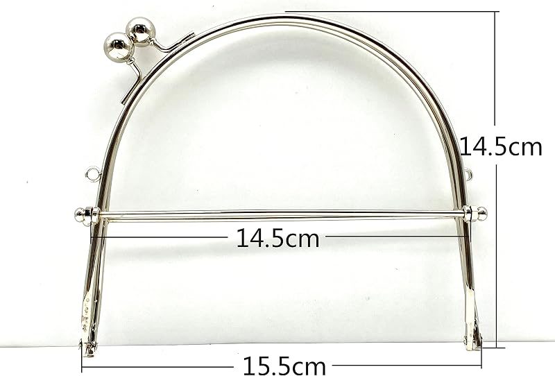 Sew-In Kiss-Lock Purse Frame with Handle, 6 1/8" x 5 3/4" (15.5 x 14.5 cm)