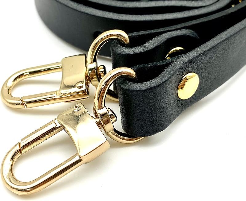 Adjustable Genuine Leather Crossbody Strap, 46 3/8" (118 cm) - Square-Top Push-Gate Hooks