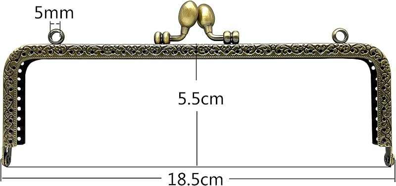 Rectangle Sew-In Kiss-Lock Purse Frame, 18.5 x 5.5 cm