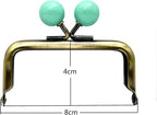 Half-Round Color-Ball Glue-In Kiss-Lock Purse Frame, 8 x 4 cm