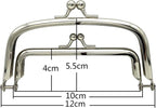 Rectangle Double-Pocket Glue-In Kiss-Lock Purse Frame, 12 x 5.5 cm