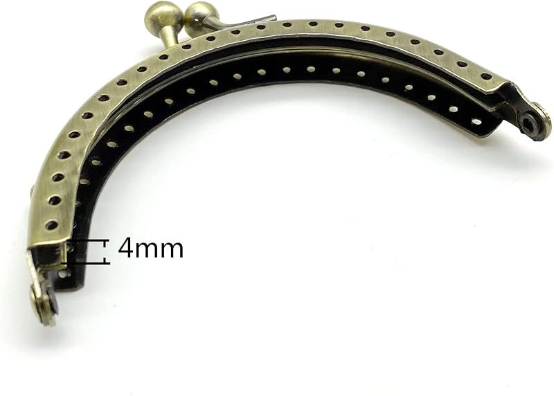 Sew-In Kiss-Lock Purse Frame, 3 3/8" x 1 3/4" (8.5 x 4.5 cm) - 7.5mm Ball Clasp