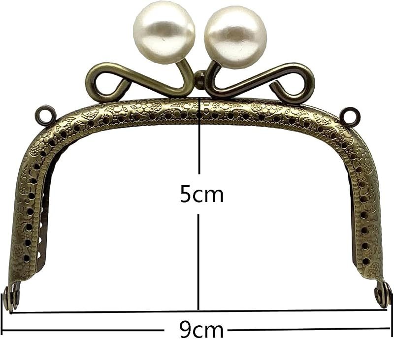 Rectangle Color-Ball Sew-In Kiss-Lock Purse Frame, 9 x 5 cm