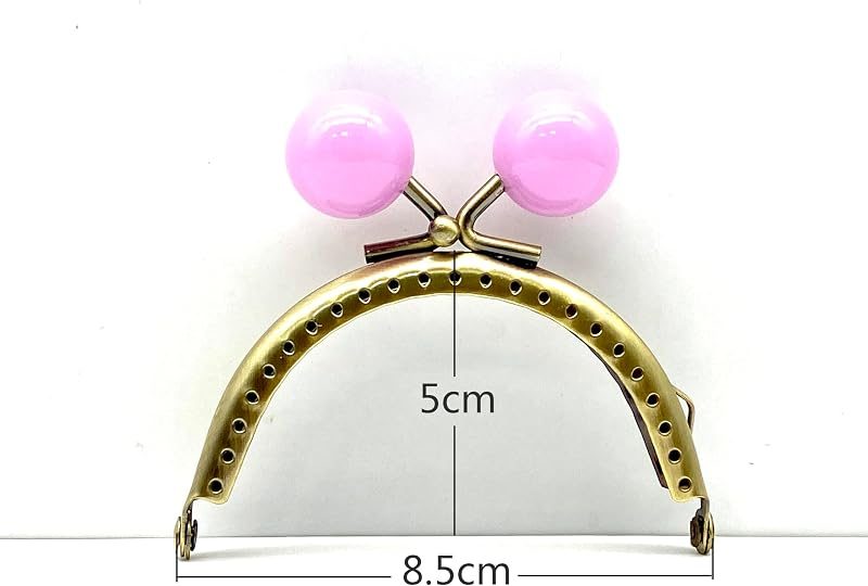 Half-Round Color-Ball Sew-In Kiss-Lock Purse Frame, 8.5 x 5 cm