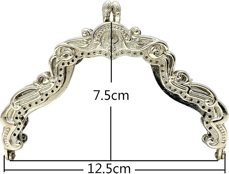 Vintage Embossed Screw-In Kiss-Lock Purse Frame, 5" x 3" (12.5 x 7.5 cm)