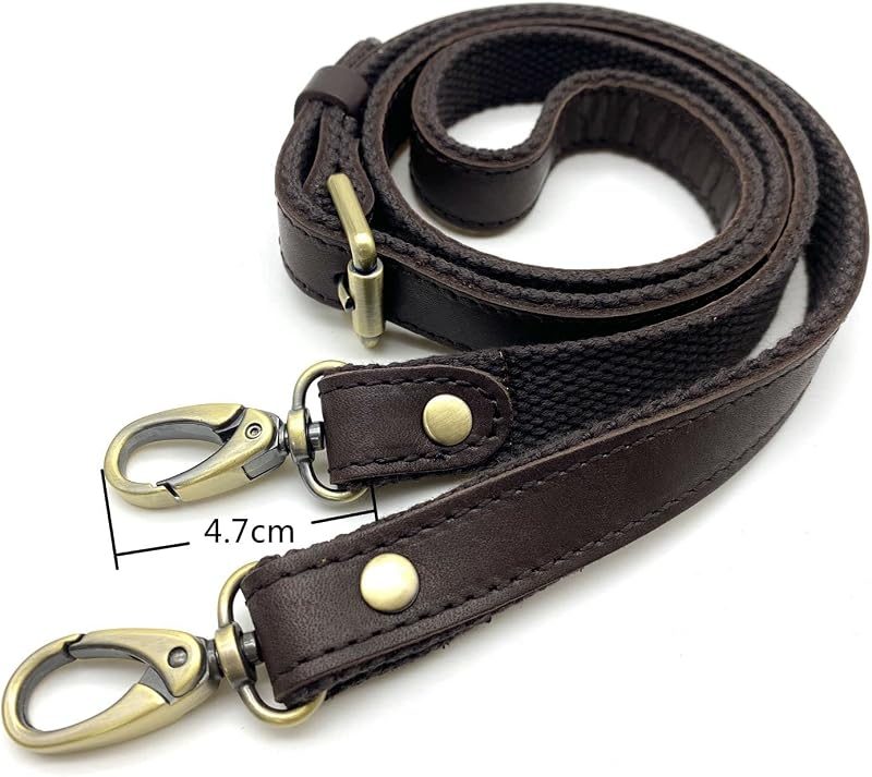 Adjustable Genuine Leather Shoulder Crossbody Bag Purse Strap Handles with Hooks for Bag Making Replacement - Leather…