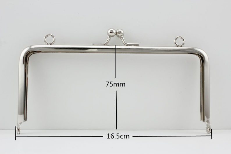 Rectangle Glue-In Kiss-Lock Purse Frame with Chain Loops, 6 1/2" (16.5 cm)