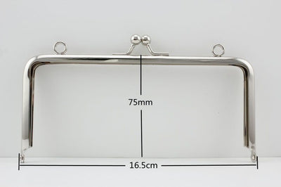 Rectangle Glue-In Kiss-Lock Purse Frame with Chain Loops, 6 1/2" (16.5 cm)