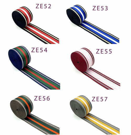 52 styles of 1.5" (3.8 cm) Heavy weight polyester-cotton blend stripe Webbing bag purse strap replacement