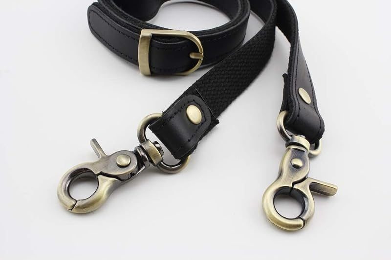 Adjustable Genuine Leather Shoulder Crossbody Bag Purse Strap Handles with Hooks for Bag Making Replacement / Black…