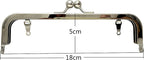Rectangle Glue-In Kiss-Lock Purse Frame, 7" x 2" (18 x 5 cm) - Heavy, 11mm Balls, with Chain Loops