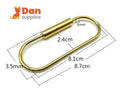 Solid Brass Screw-Lock Key Ring, Oval (8.7 x 3.5 cm)