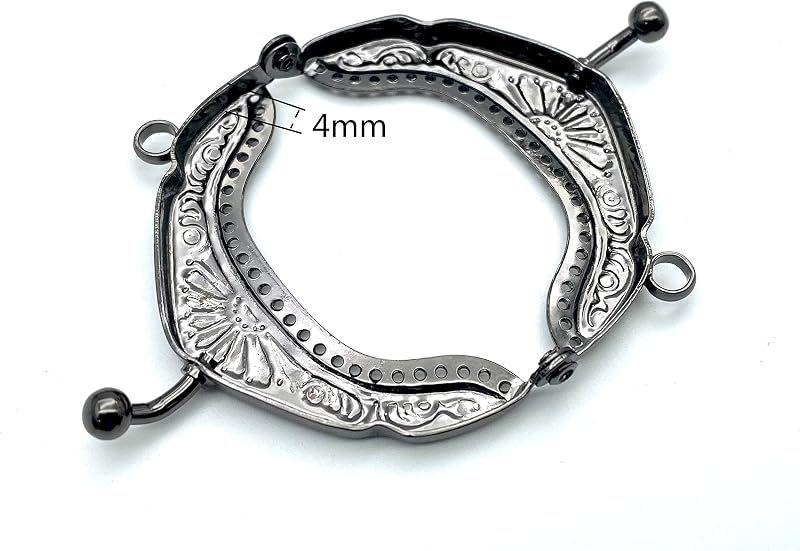 Vintage Embossed Sew-In Kiss-Lock Purse Frame, 2" x 1 3/16" (5 x 3 cm)