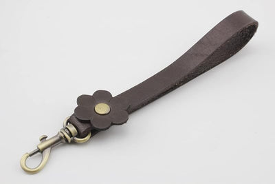 Genuine Leather wristlet strap Wrist straps Handle with lobster clasp for key fob replacement - 6 11/16" (17 cm)