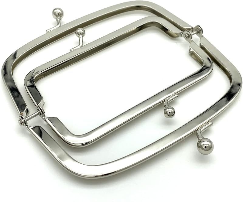 Rectangle Double-Pocket Glue-In Kiss-Lock Purse Frame, 12 x 5.5 cm
