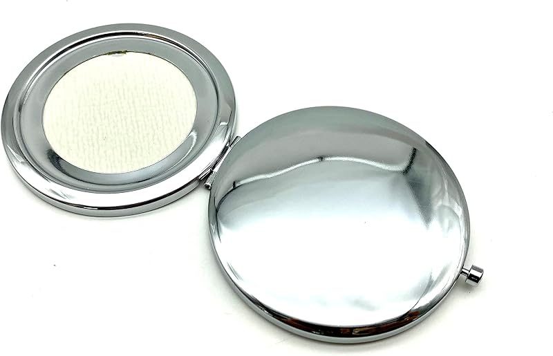 Round Compact Mirror Blank with White Insert Lid, 2 3/4" (7 cm)