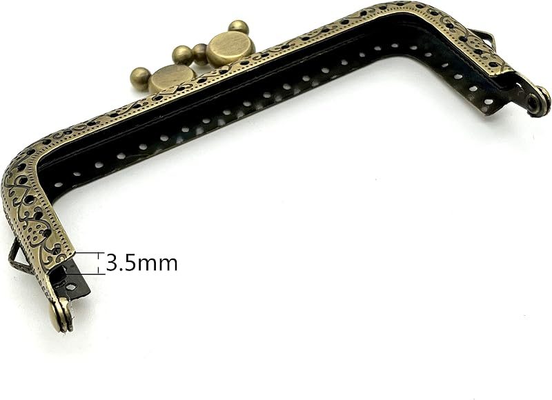 Rectangle Sew-In Kiss-Lock Purse Frame, 4 1/4" x 1 3/4" (11 x 4.5 cm) - Large 12mm Ball Clasp