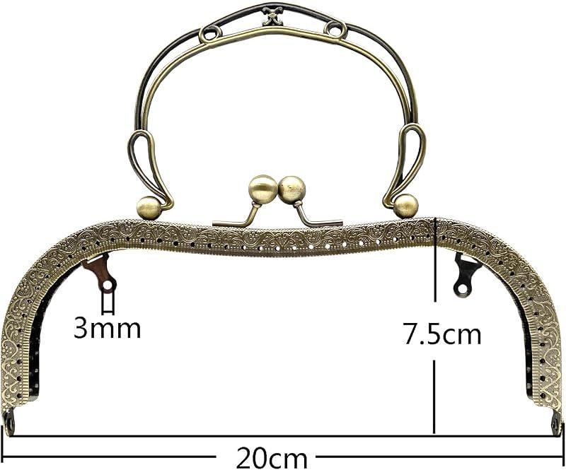 Sew-In Kiss-Lock Purse Frame, 8" x 3" (20 x 7.5 cm)