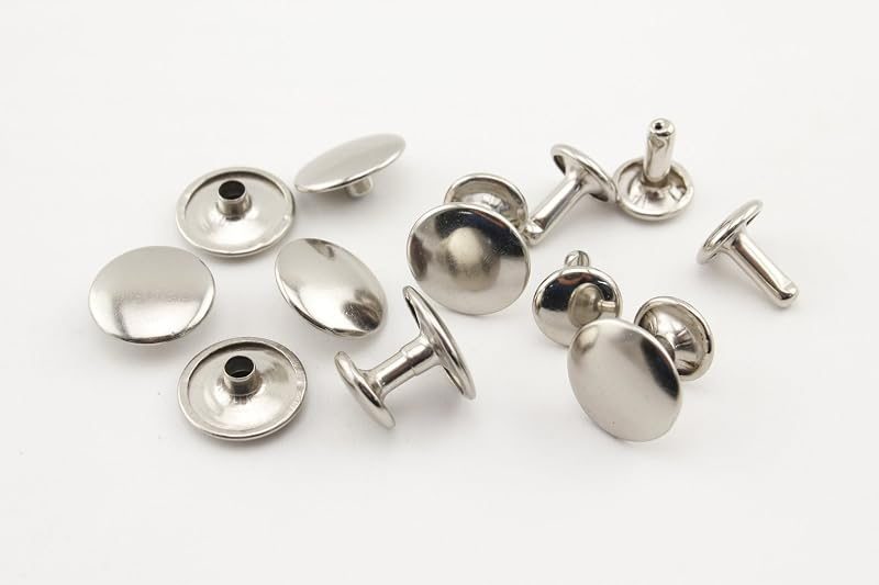 Double Flat Rivet Iron Double Cap, Purse Rivet Studs for Leather Bag Making Clothing Shoes Nickel