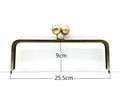 Rectangle Glue-In Kiss-Lock Purse Frame, 10" x 3 1/2" (25.5 x 9 cm) - Large Ball Clasp