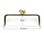 Rectangle Glue-In Kiss-Lock Purse Frame, 10" x 3 1/2" (25.5 x 9 cm) - Large Ball Clasp