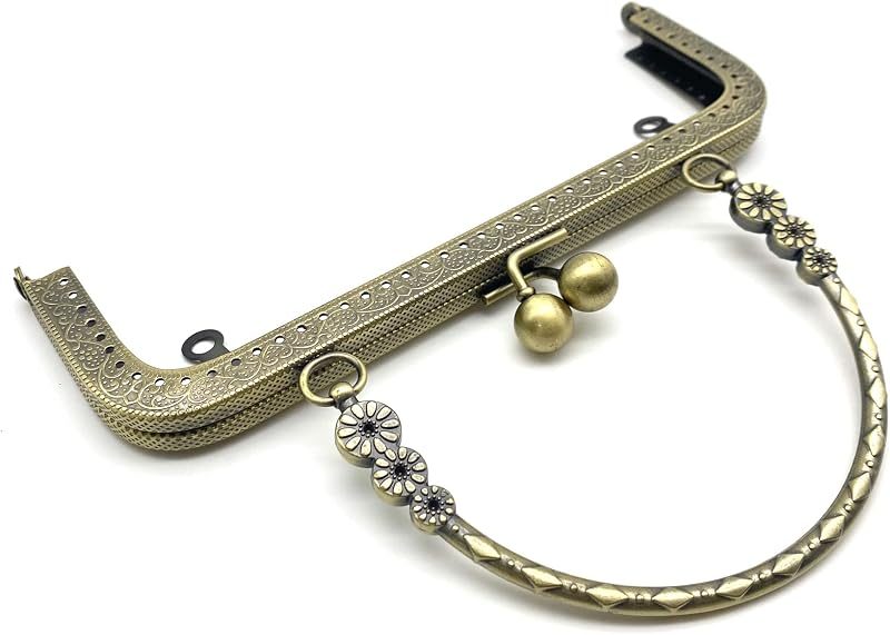 Rectangle Sew-In Kiss-Lock Purse Frame with Chain Loops, 7" x 2 5/8" (18 x 6.5 cm)