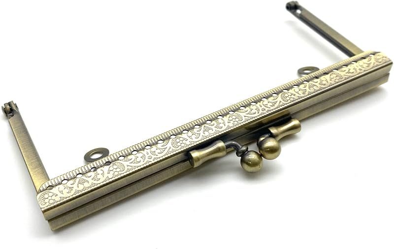 Rectangle Olive-Clasp Sew-In Kiss-Lock Purse Frame, 15 x 7 cm