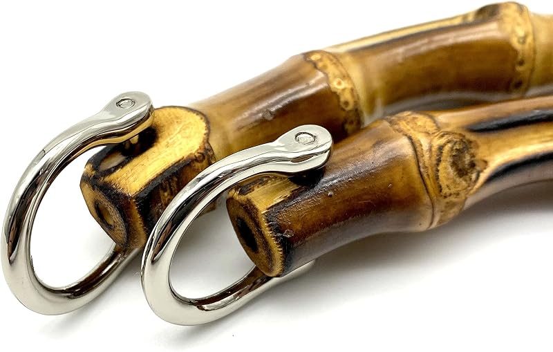 U Shape Bamboo Bag Purse Handles with D Ring for Knitting Bag Purse Handle Making / Natural