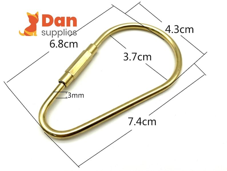 Solid Brass Screw-Lock Key Ring, Teardrop (7.4 x 4.3 cm)