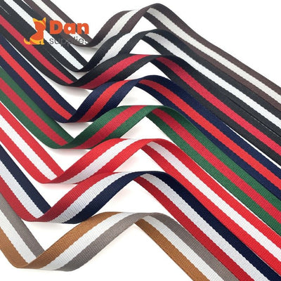 1" Striped Webbing Ribbon, 5 Yards - Red / Black Stripe