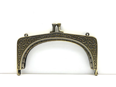 Vintage Embossed Sew-In Kiss-Lock Purse Frame, 5" (12.5 cm) - Rounded Square
